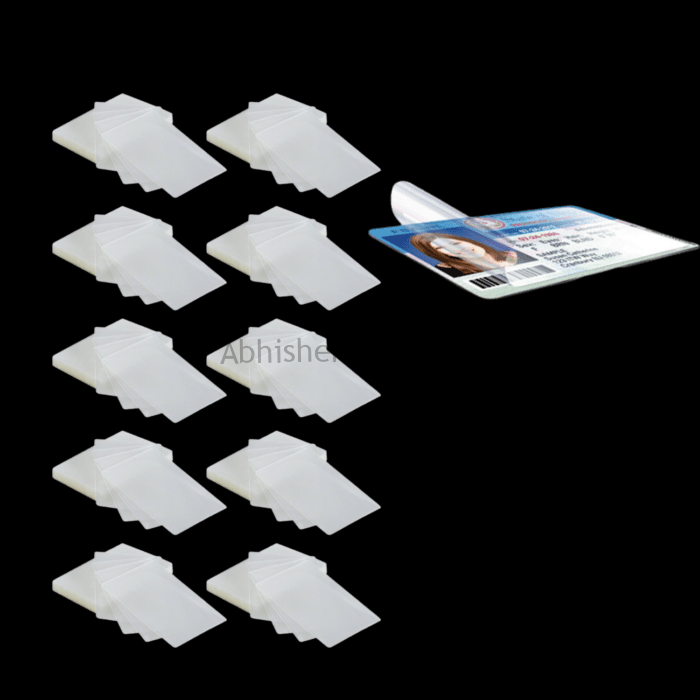 160 ABHISHEK 65X95MM 250 MIC HOT LAMINATION POUCH GLOSSY FOR ID CARDS AADHAR CARD 1000 SHEETS