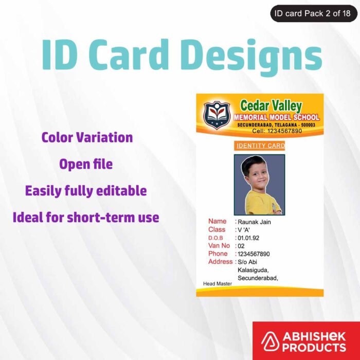 PSD design for making school ID cards, featuring professional and customizable design elements