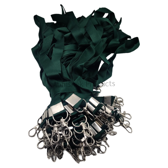 20mm dark green satin lever hook id card tag lanyard abhishek products (2)