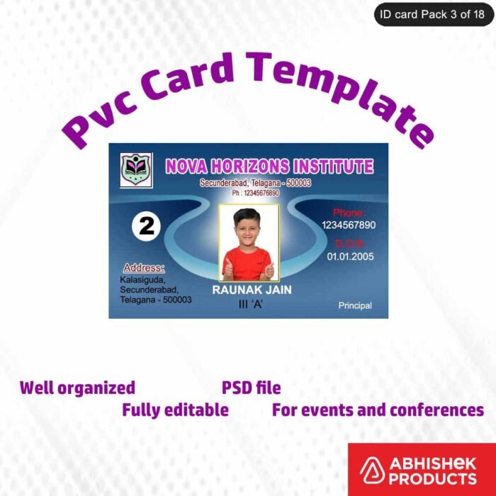 High-quality PVC ID card template, fully customizable and professional
