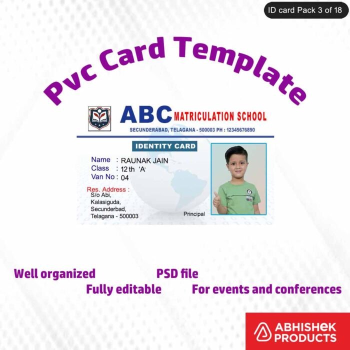 High-quality custom ID badge template, fully editable and professional