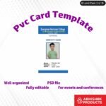 Customizable ID cards design template in PSD format, perfect for school and office use