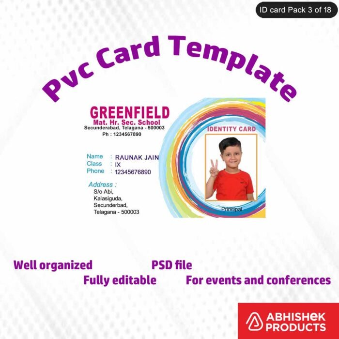 Professional corporate ID badge template, fully editable and sleek design