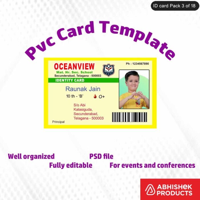 Professional employee ID badge design template with customizable elements for corporate use