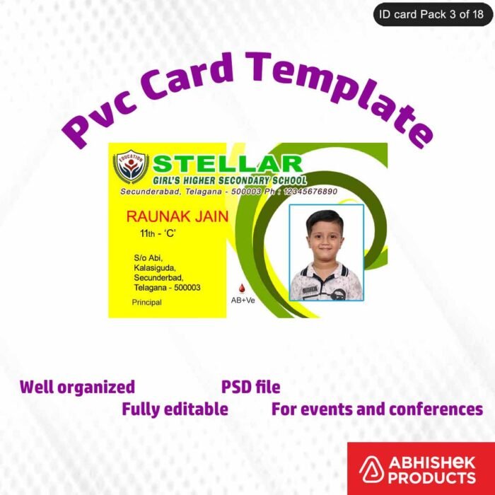 PSD design for making employee ID cards, featuring customizable design elements