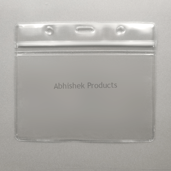 A003 – Clear Waterproof Zip Lock ID Card Holders Badge for School Office Horizontal 01