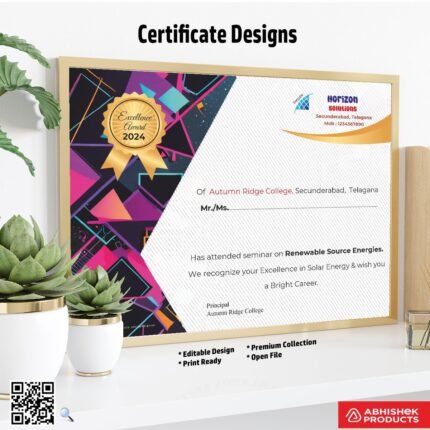 Certificate template for appreciation in CorelDRAW For College Seminar