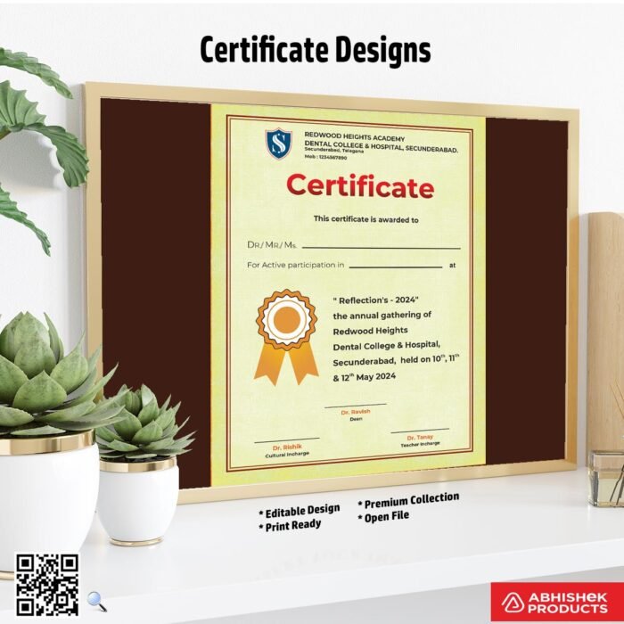 Certificate with a classic background design For College Seminar