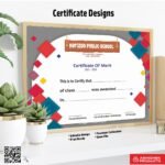 Certificate with a metallic background design For School Merit Certificate