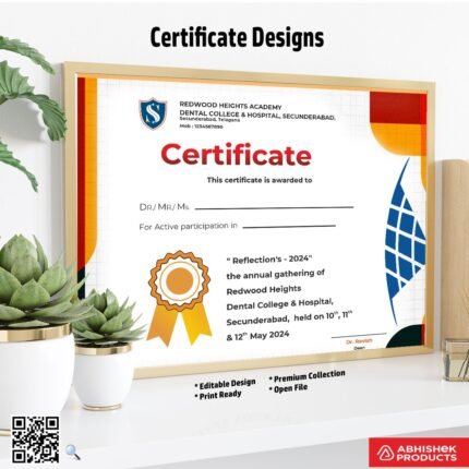 Certificate with a customizable frame design For College Seminar