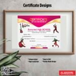 Certificate template with a simple design For School Sports