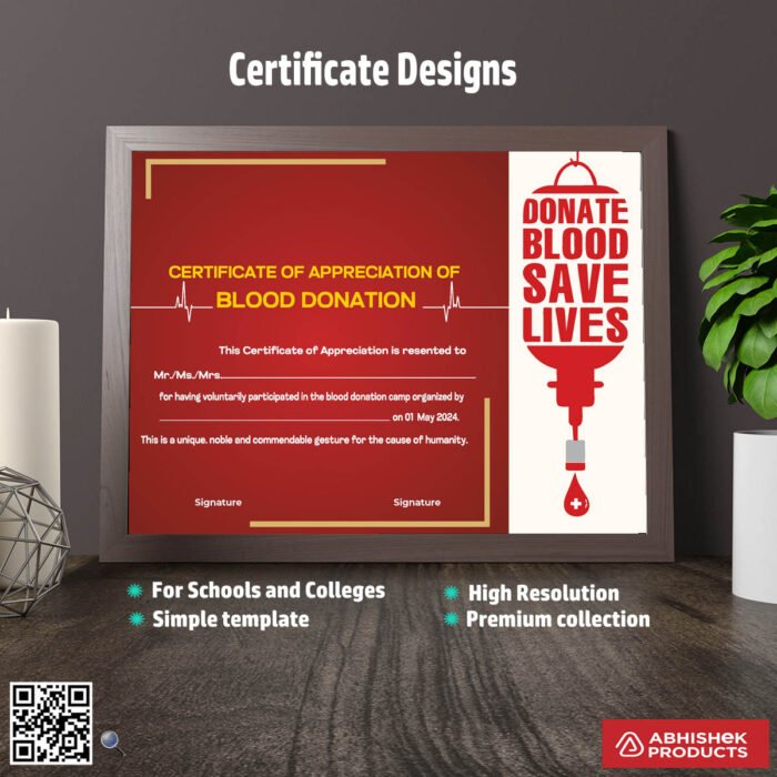 Certificate design for honors and accolades For Blood Donation