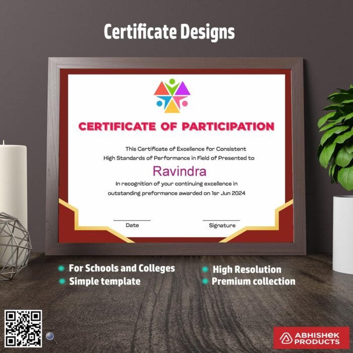 Certificate with a metallic background design For Outstanding Performance