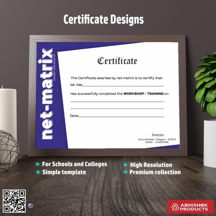 Certificate design for corporate recognition For Workshop Training