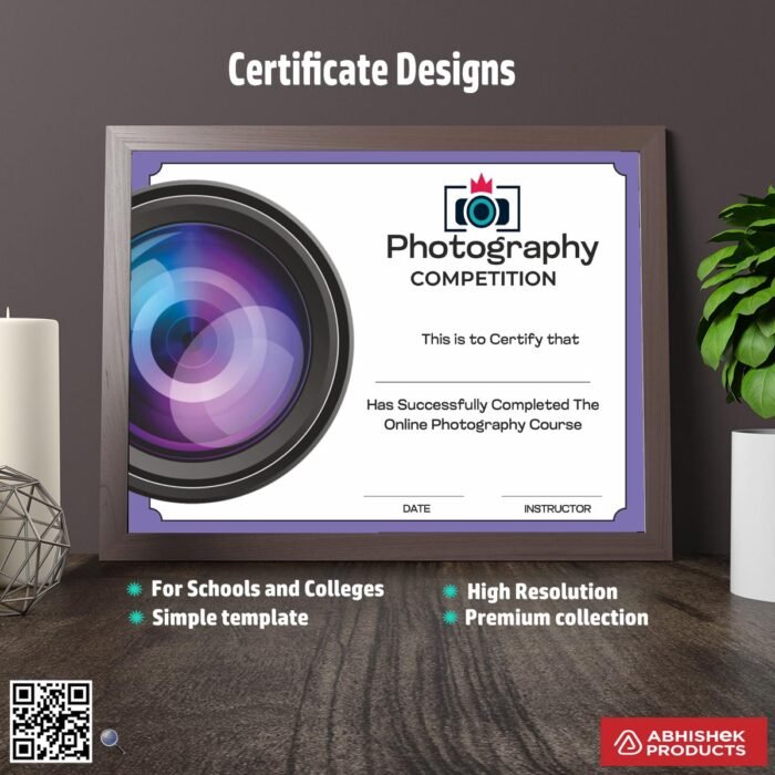 Certificate with a creative layout For Photography