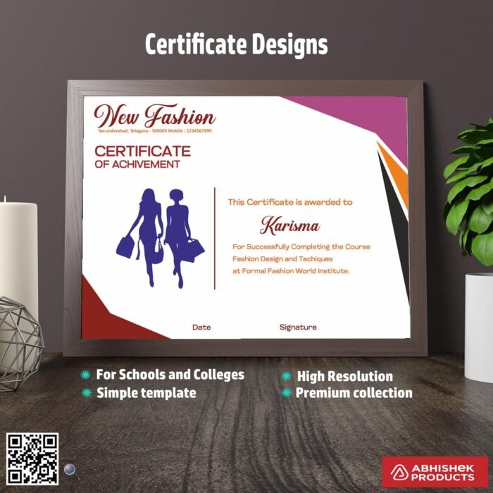 Certificate template with signature space in CorelDRAW For Fashion Design