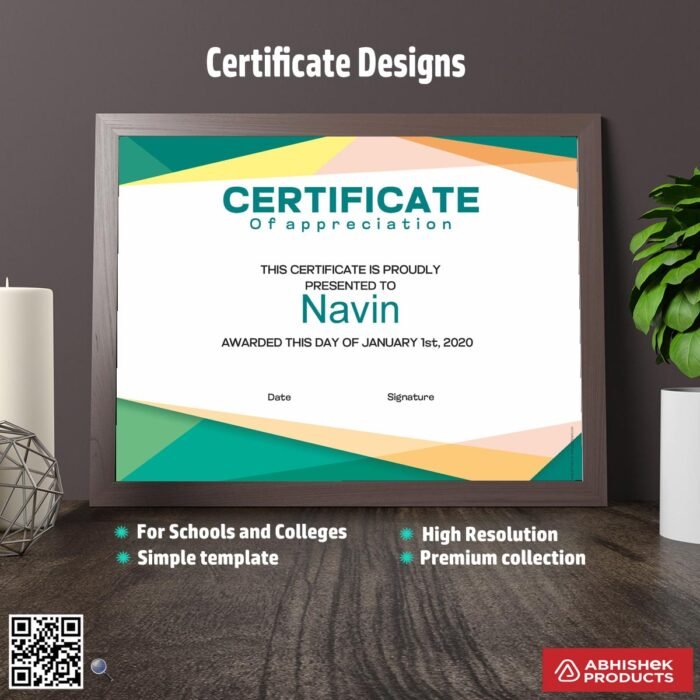 Certificate with a scroll outline design For appreciation