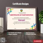 Certificate template for excellence in CorelDRAW (CDR) For Outstanding Performance