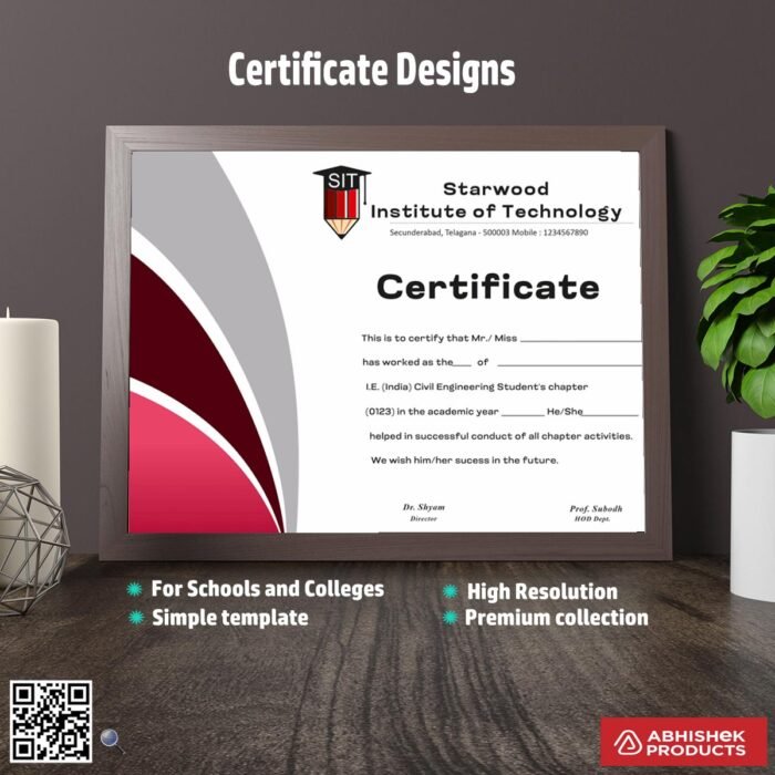 Certificate template with a simple design For Civil Engineering