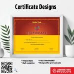 Certificate layout with a ribbon design