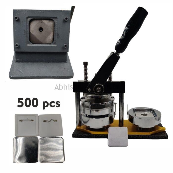 Square Button Badge Setup Square Button Badge Machine + Die Cutter Heavy Duty 50x50 mm Pin Back Machine 1 Pressing Machine With Square Badge Mould