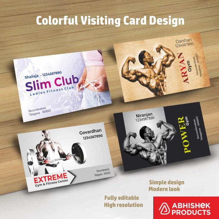 Visiting Card Design Files For Garments, Gym, Ladies Gym, Hardware, Tiles, Tiles & Hardware, Waterproofing, Bricks, Paints,