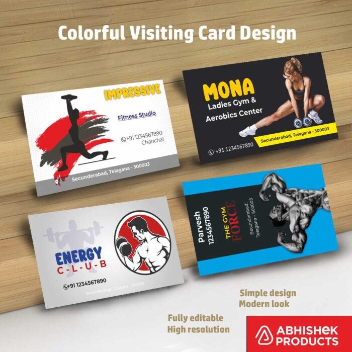 Visiting Card Design Files For Garments, Gym, Ladies Gym, Hardware, Tiles, Tiles & Hardware, Waterproofing, Bricks, Paints, (4)