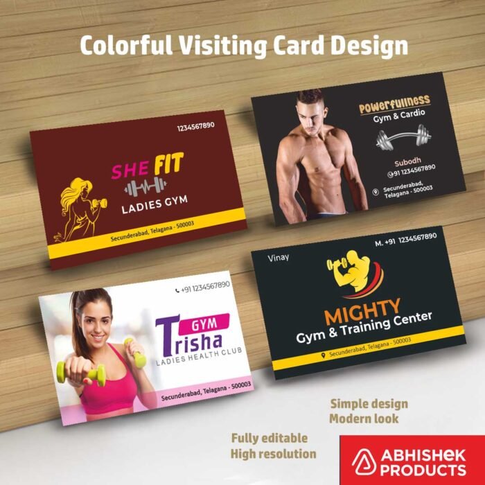 Visiting Card Design Files For Garments, Gym, Ladies Gym, Hardware, Tiles, Tiles & Hardware, Waterproofing, Bricks, Paints, (6)