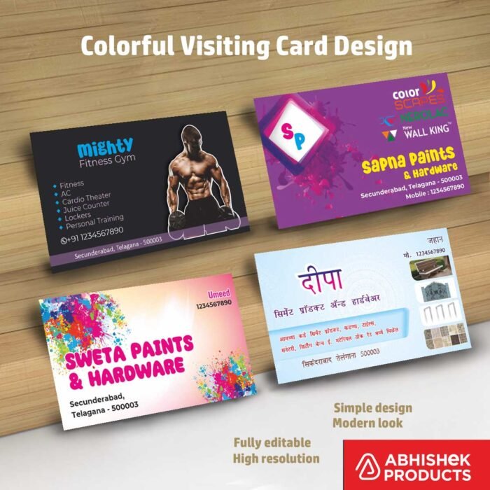 Visiting Card Design Files For Garments, Gym, Ladies Gym, Hardware, Tiles, Tiles & Hardware, Waterproofing, Bricks, Paints, (8)