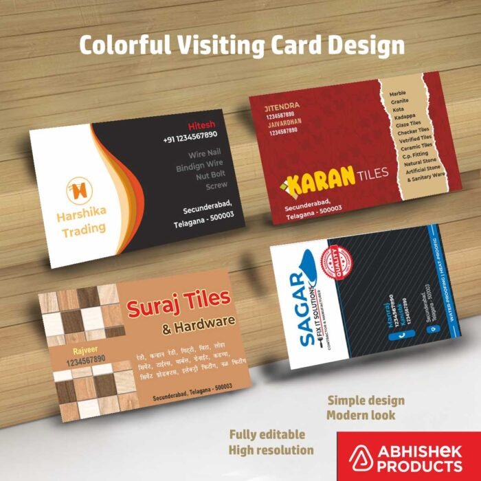 Visiting Card Design Files For Garments, Gym, Ladies Gym, Hardware, Tiles, Tiles & Hardware, Waterproofing, Bricks, Paints, (9)